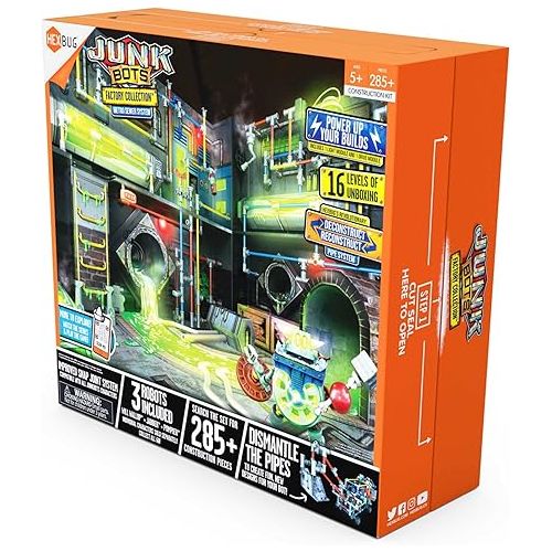  HEXBUG JUNKBOTS Large Factory Habitat Metro Sewer System, Surprise Toy Playset, Build and LOL with Boys and Girls, Toys for Kids, 285+ Pieces of Action Construction Figures, for Ages 5 and Up