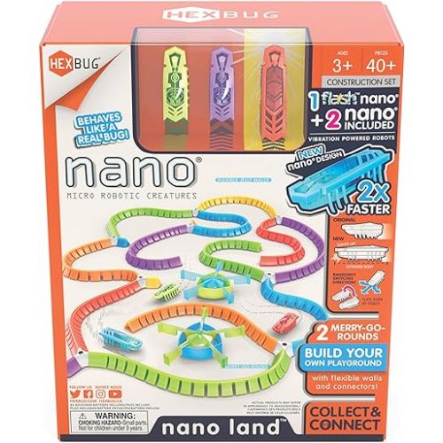  HEXBUG Flash Nano Nano Land - Colorful Sensory Playset for Kids - Mold Your own Playground - Over 40 Pieces and Batteries Included - Multicolor