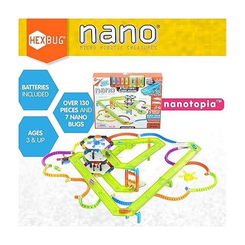  HEXBUG Nanotopia, Sensory Toys for Kids & Cats with Over 130 Pieces & 7 Nano Bugs, STEM Kits & Mini Robot Toy for Kids Ages 3 & Up, Batteries Included