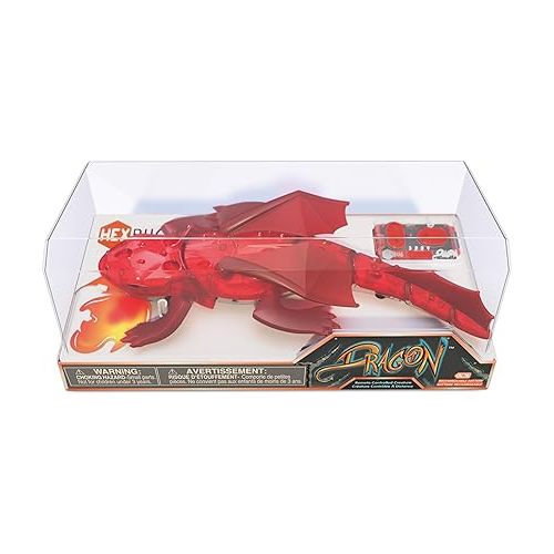  HEXBUG Remote Control Dragon, Rechargeable Robot Dragon Toys for Kids, Adjustable Robotic Dragon Figure STEM Toys for Boys & Girls Ages 8 & Up, Red