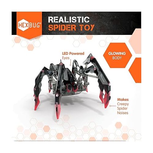  HEXBUG Remote Control Black Widow, Rechargeable Robot Spider Toys for Kids, Adjustable Robotic Black Widow Figure STEM Toys for Boys & Girls Ages 8 & Up