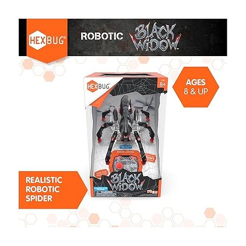  HEXBUG Remote Control Black Widow, Rechargeable Robot Spider Toys for Kids, Adjustable Robotic Black Widow Figure STEM Toys for Boys & Girls Ages 8 & Up