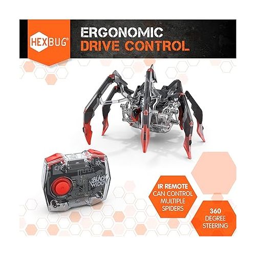  HEXBUG Remote Control Black Widow, Rechargeable Robot Spider Toys for Kids, Adjustable Robotic Black Widow Figure STEM Toys for Boys & Girls Ages 8 & Up