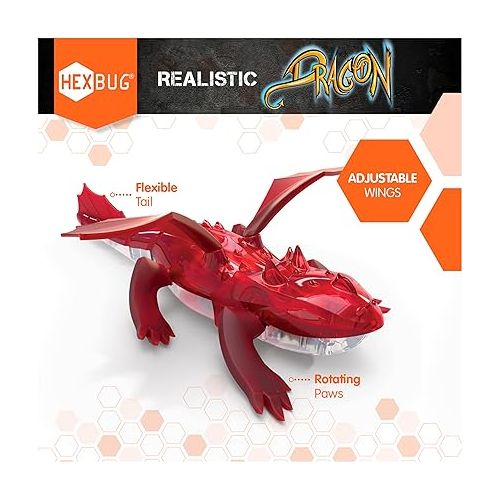  HEXBUG Remote Control Dragon, Rechargeable Robot Dragon Toys for Kids, Adjustable Robotic Dragon Figure STEM Toys for Boys & Girls Ages 8 & Up, Styles May Vary