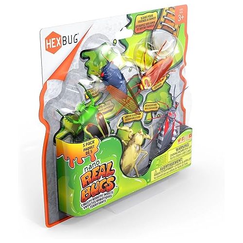  HEXBUG Nano Real Bugs 5-Pack, Fake Insect Toy Figures, Sensory Toys for Kids & Cats, STEM Toys for Boys & Girls Aged 3 & Up