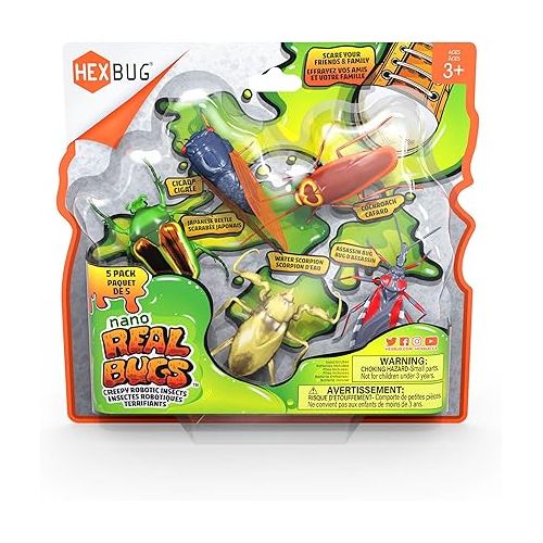  HEXBUG Nano Real Bugs 5-Pack, Fake Insect Toy Figures, Sensory Toys for Kids & Cats, STEM Toys for Boys & Girls Aged 3 & Up