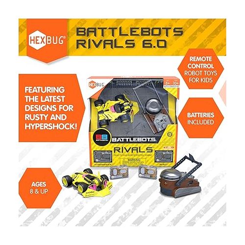  HEXBUG BattleBots Rivals 6.0 Rusty and Hypershock, Remote Control Robot Toys for Kids, STEM Toys for Boys and Girls Ages 8 & Up, Batteries Included