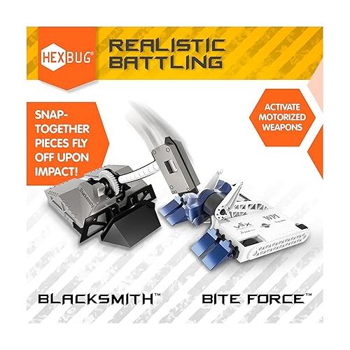  HEXBUG BattleBots Arena Bite Force & Blacksmith, Remote Control Robot Toys for Kids with Over 20 Pieces, STEM Toys for Boys & Girls Ages 8 & Up, Batteries Included