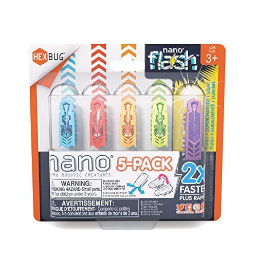  [아마존베스트]HEXBUG Nano 5 Pack - 4 nanos Plus Bonus Flash Nano - Sensory Vibration Toys for Kids and Cats - Small HEX Bug Tech Toy - Batteries Included - Multicolor