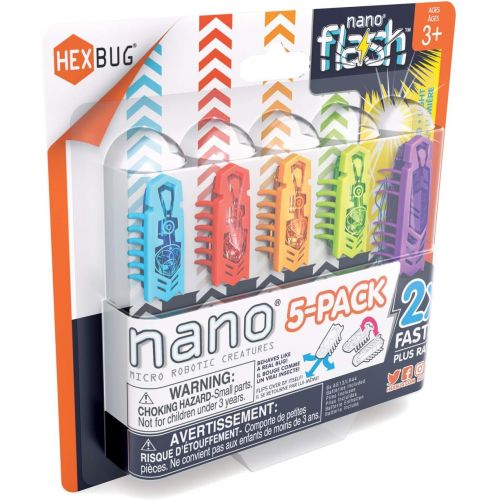  [아마존베스트]HEXBUG Nano 5 Pack - 4 nanos Plus Bonus Flash Nano - Sensory Vibration Toys for Kids and Cats - Small HEX Bug Tech Toy - Batteries Included - Multicolor