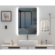 HEYNEMO Stamo 32x24 LED Light Backlit Mirror Bathroom Wall Mounted Mirror Makeup Mirror, Anti-Fog Bathroom Lighted Vanity Mirror, Dimmer Touch Switch, Waterproof, Illuminated Mirror for Ho