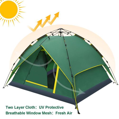  HEYNEMO Waterproof Automatic 3-4 Person Outdoor Camping Tent Backpacking Tent Large Easy Setup Outdoor Sports Tent with Carrying Bag