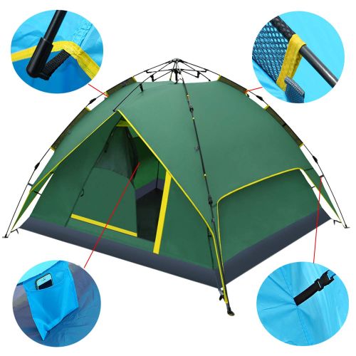  HEYNEMO Waterproof Automatic 3-4 Person Outdoor Camping Tent Backpacking Tent Large Easy Setup Outdoor Sports Tent with Carrying Bag