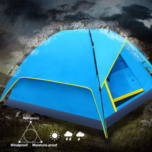  HEYNEMO Waterproof Automatic 3-4 Person Outdoor Camping Tent Backpacking Tent Large Easy Setup Outdoor Sports Tent with Carrying Bag