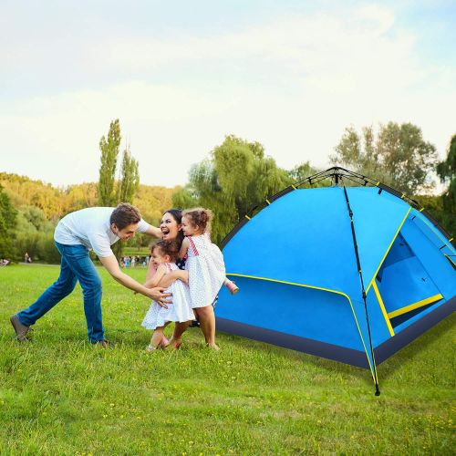  HEYNEMO Waterproof Automatic 3-4 Person Outdoor Camping Tent Backpacking Tent Large Easy Setup Outdoor Sports Tent with Carrying Bag