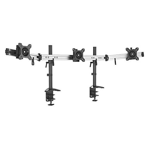  [아마존베스트]HFTEK 3-way monitor arm - desk mount for 3 screens from 15 - 27 inches with VESA 75 / 100 (MP230C-N)