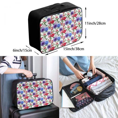  HFXFM Floral Seamless Travel Pouch Carry-on Duffel Bag Waterproof Portable Luggage Bag Attach to Suitcase