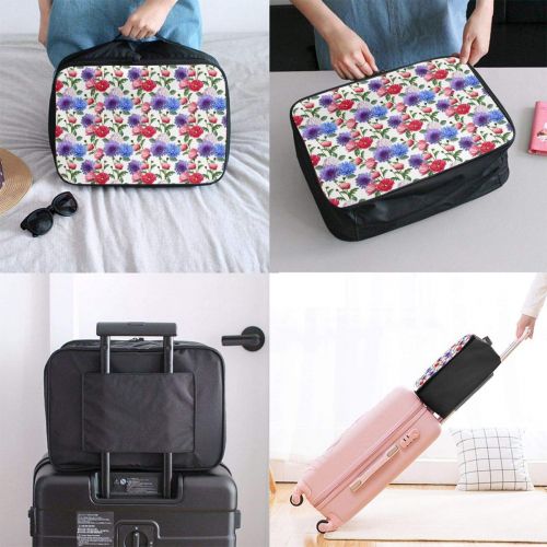  HFXFM Floral Seamless Travel Pouch Carry-on Duffel Bag Waterproof Portable Luggage Bag Attach to Suitcase