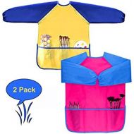 [아마존베스트]H&G Master Children Art Smocks, Kids Waterproof Artist Painting Aprons Long Sleeve with 3 Pockets for Age 2-7 Years