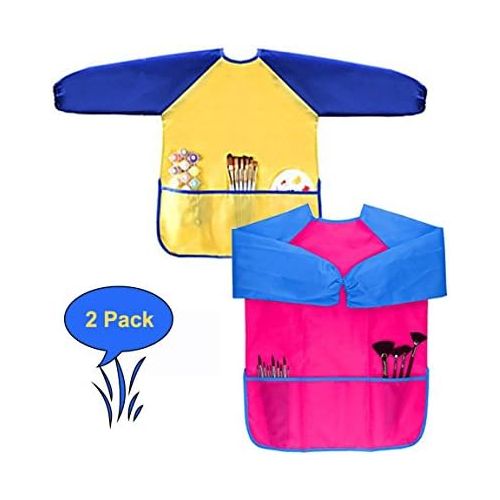  [아마존베스트]H&G Master Children Art Smocks, Kids Waterproof Artist Painting Aprons Long Sleeve with 3 Pockets for Age 2-7 Years