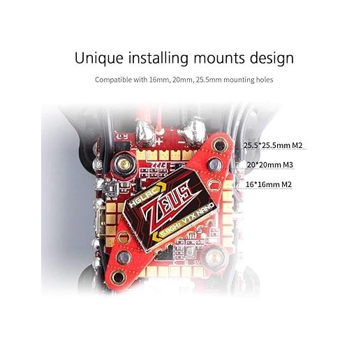  HGLRC Zeus350mW VTX M2 M3 16x16 20x20 25.5x25.5 5.8GHz Built-in Microphone Switchable FPV Transmitter VTX Betaflight for FPV Racing Drone Quad (SMA)