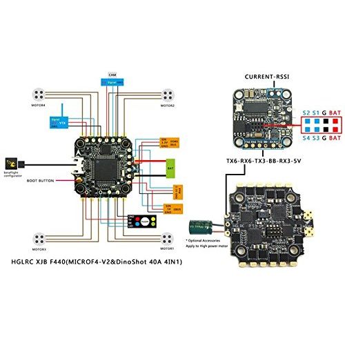  HGLRC XJB F440 V2 Stack - F4 Flight Controller - 40A Blheli32 ESC