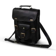 [아마존베스트]HG-LTHR 11 Small Leather Messenger Bag Shoulder Bag Cross Body Vintage Messenger Bag for Women & Men Satchel Man Purse Compatible with Ipad and Tablet Black