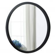 HGNA-Mirrors Wood Framed Round Wall Mirror Silver Backed Floating Glass Panel Cosmetic Circular Vanity Mirror for Bathroom, Living Room, Bedroom