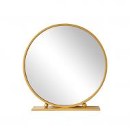 HGNA-Mirrors Metal Bathroom Mirrors Countertop Vanity Mirrors Round Iron Make-up Cosmetic Table Desk Mirror for Living Room,Bedroom,40-70cm Available (Color : Gold, Size : Diameter 40cm)