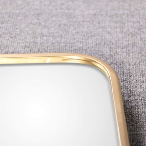  HGNA-Mirrors Contemporary Nordic Metal Wall Mirror for Bathroom Living Room | Glass Panel Gold Framed Rounded Corner Design | Mirrored Rectangle Hangs Horizontal or Vertical