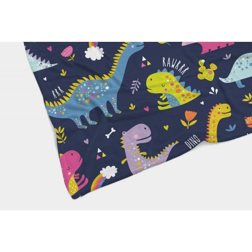  HGOD DESIGNS Dinosaur Throw Blanket,Cute Funny Colorful Kids Dinosaurs with Rainbow Pattern Soft Warm Decorative Throw Blankets for Adults Kids Women Men Girls Boys,60x80