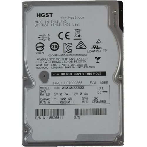  HGST 0B26011 Ultrastar C10K900 HUC109030CSS600 300 GB 2.5 Internal Hard Drive - SAS - 10000 rpm - 64 MB Buffer Bare Drive