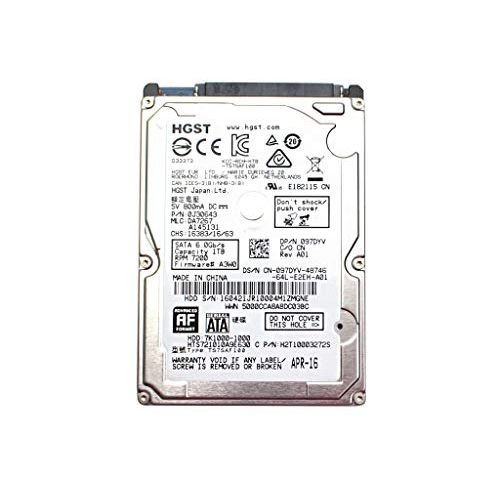  HGST 1TB HDD 7.2K RPM 2.5 6Gb/s SATA Hard Disk Drive Model: HTS721010A9E630 DP/N: 97DYV