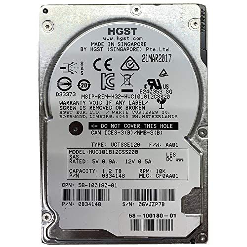  HGST 1.2TB HDD 10K RPM 2.5 12Gb/s SAS Hard Disk Drive Model: HUC101812CSS200 DP/N: 0KV02