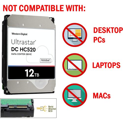  HGST WD Ultrastar DC HC520 HUH721212AL4200 12TB HDD 7200 RPM SAS 12Gb/s Interface 4Kn ISE 3.5-Inch Helium Data Center Enterprise Internal Hard Disk Drive, Model: 0F29560