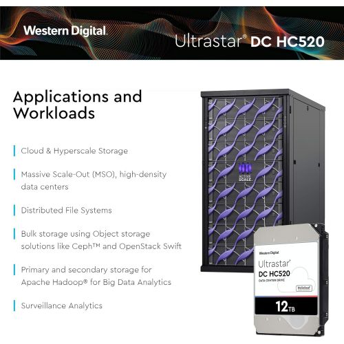  HGST - WD Ultrastar DC HC520 HDD HUH721212ALE600 12TB 7.2K SATA 6Gb/s 256MB Cache 3.5-Inch Helium Data Center Internal Hard Disk Drive