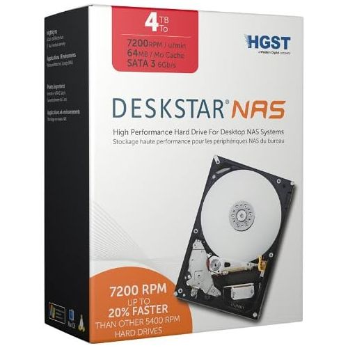  HGST Deskstar NAS 3.5-Inch 4TB 7200RPM SATA III 64MB Cache Internal Hard Drive Kit (0S03664)