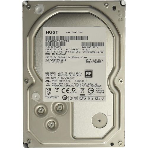  HGST, a Western Digital Company HGST Ultrastar 7K6000 0F23005 4TB 7200RPM 128MB Cache SATA 6Gb/s 3.5-Inch 512e ISE Enterprise Hard Disk Drive