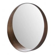 HGXC Wall-Mounted Mirror Nordic Bathroom Waterproof Round Vanity Mirror 4 Colors 3 Size Mirror (Color : Walnut Color, Size : 60cm)