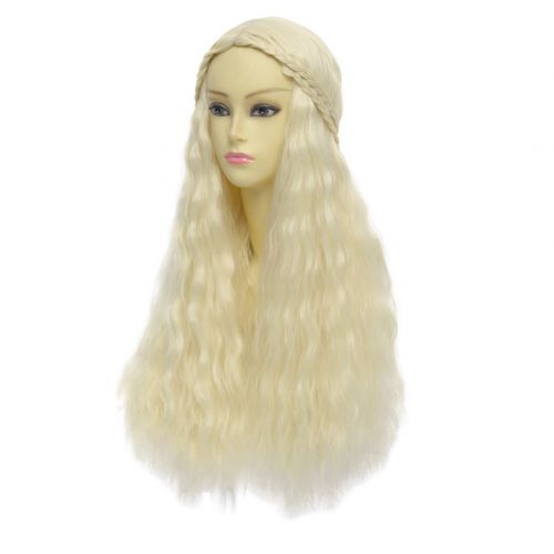  HH Building Cosplay Wig for Game of Thrones Daenerys Targaryen khaleesi Long Wavy Hair (Beige)