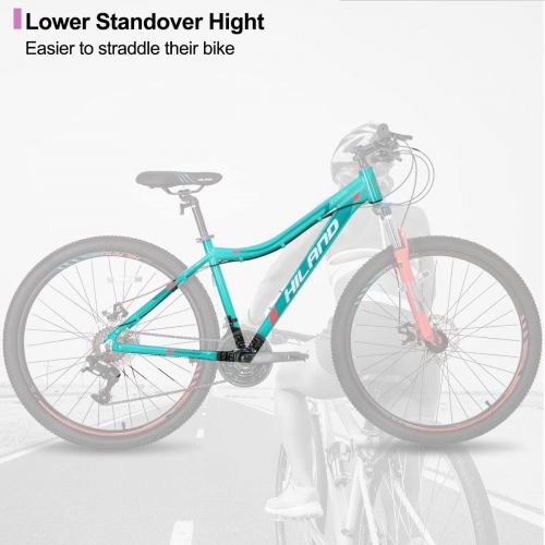  HH HILAND Hiland Mountain Bike for Woman, Shimano 21/24 Speed with Lock-Out Suspension Fork, 26/27.5 Inch Wheels Mountain Bike for Women Womens Bike Mens Bicycle