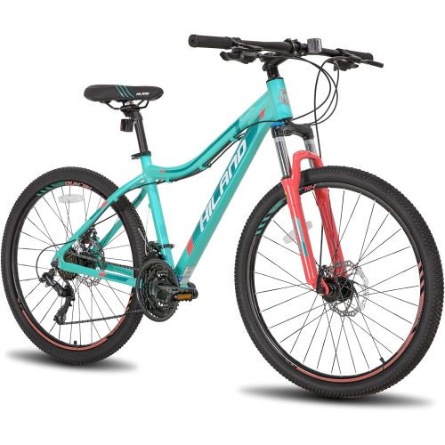  HH HILAND Hiland Mountain Bike for Woman, Shimano 21/24 Speed with Lock-Out Suspension Fork, 26/27.5 Inch Wheels Mountain Bike for Women Womens Bike Mens Bicycle