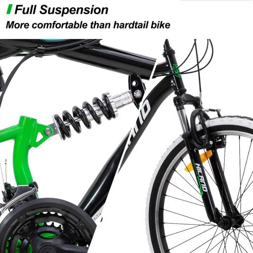  HH HILAND Hiland 26 Inch Mountain Bike Full-Suspension 21 Speeds Shimano Drivetrain MTB Bicycle