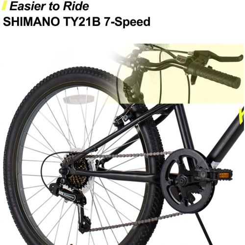  HH HILAND Hiland 24 Inch Mountain Bike Shimano 7-Speed for Youth/Teen Bike Multiple Colors