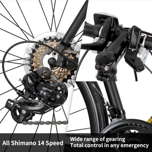  HH HILAND Hiland Aluminum Road Bike,Shimano 21 Speeds, 49/53/57cm Frame, Racing Bike for Men Mens Racing Bike