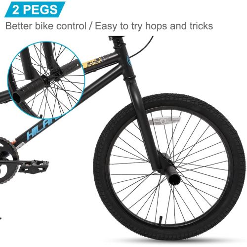  HH HILAND Hiland BMX Bike,20/24/26 inch,Beginner-Level to Advanced Riders with 2 Pegs for Kids Adults, Multiple Colors