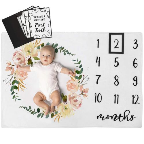  HH Henry Hunter Henry Hunter Baby Monthly Milestone Blanket with Frame & Milestone Cards | Photography Prop for...