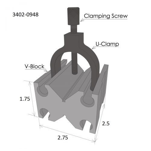  HHIP 3402-0968 Toolmakers V-Blocks with Clamp in Slot, 2-34 Length x 2-12 Width x 1-34 Height
