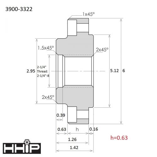  HHIP UNTHREADED Backplate/Adapter for 8 Chucks (3900-3340)