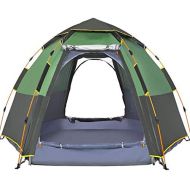 HHMGYH Outdoor-Zelt fuer 3 bis 4 Personen Automatische OEffnung Pop Up Hexangular Hydraulic Double Layer Zelt-Ultra Large Waterproof Dome Zelt mit Porch-100% UV-geschuetzte Familienca